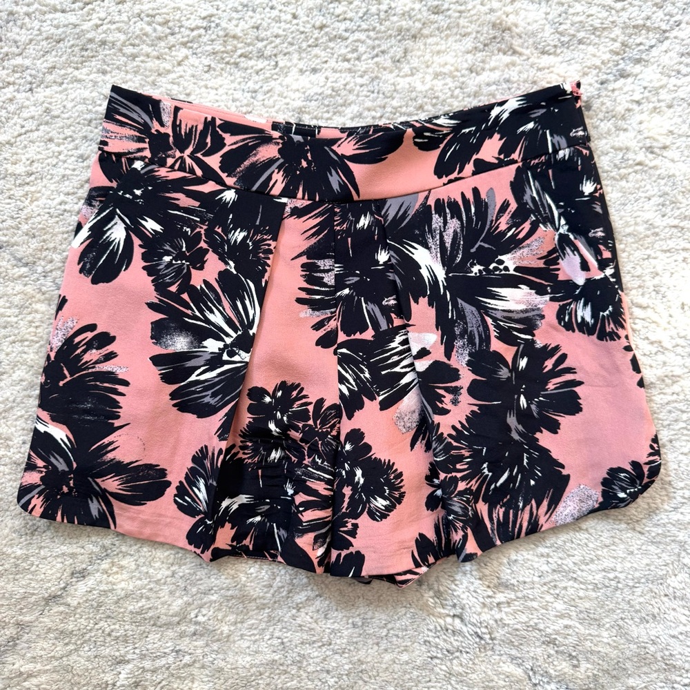 Rebecca Taylor Pink and Black Floral Shorts